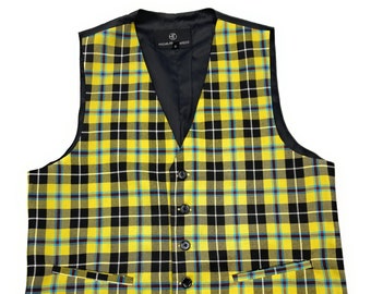 Gents Scottish  Cornish National Tartan Six Button Waistcoat - Size M to XXL