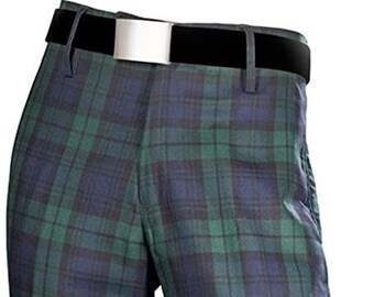 Gents Scottish Black Watch Tartan Casual Trousers Perfect for Golf Or Dinner Parties