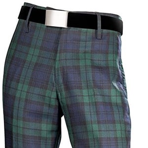 Gents Scottish Black Watch Tartan Casual Trousers Perfect for Golf Or Dinner Parties