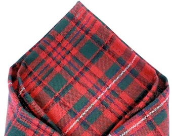 Gents Pure Wool Mackinnon Tartan Pocket Square - Made in Scotland