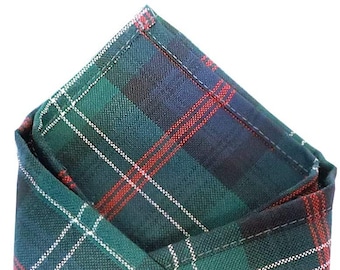 Gents Pure Wool Scottish Sutherland Old Tartan Pocket Square - Made in Scotland