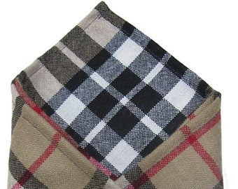 Gents Pure Wool Scottish Thomson Camel Tartan Pocket Square - Made in Scotland