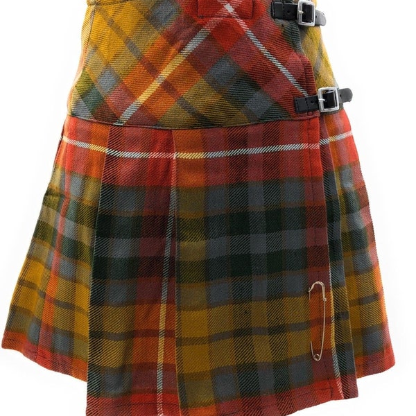 Mini kilt écossais Buchanan Ancient Tartan pour femme avec épingle