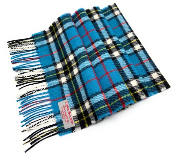 Pure Lambswool Thomson Blue Tartan Clan Scarf Made in - Etsy Norway