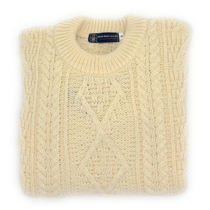 Gents Pure British Wool Cream Arran Jumper