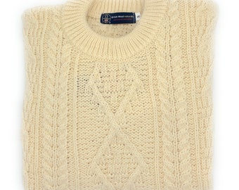 Gents Pure British Wool Cream Arran Jumper