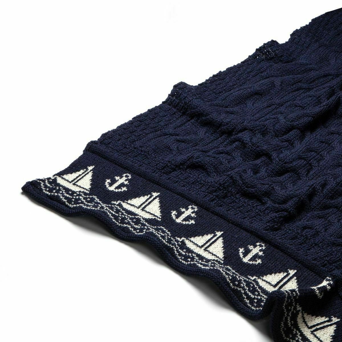 100 British Wool Arran Nautical Wool Throw/blanket in Navy Colour MADE