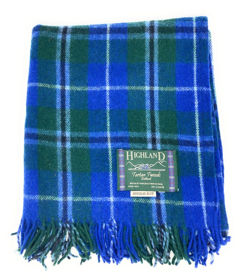 Pure Wool Scottish Douglas Blue Tartan Travel Rug/Blanket Etsy