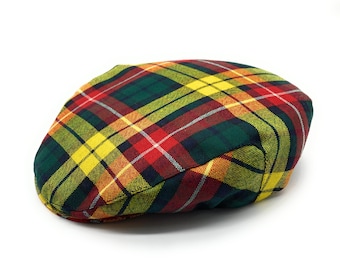 Gents Pure Wool Buchanan Modern Tartan One Size Flat Cap - Made in Scotland