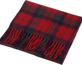 Pure Cashmere Scottish Robertson Red Tartan Clan Scarf
