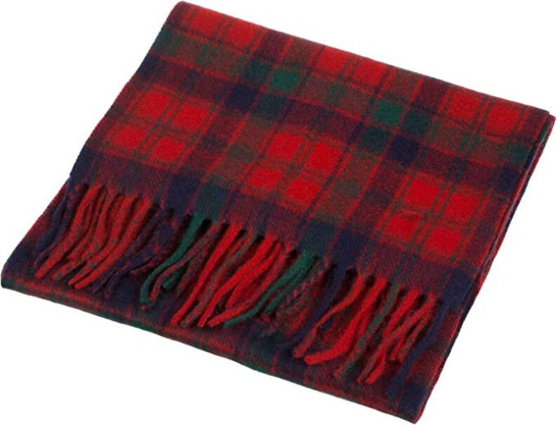 Pure Cashmere Scottish Robertson Red Tartan Clan Scarf image 1