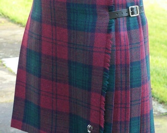 Ladies Authentic Shetland Wool Kilt Classic Lindsay Tartan - Made in Scotland