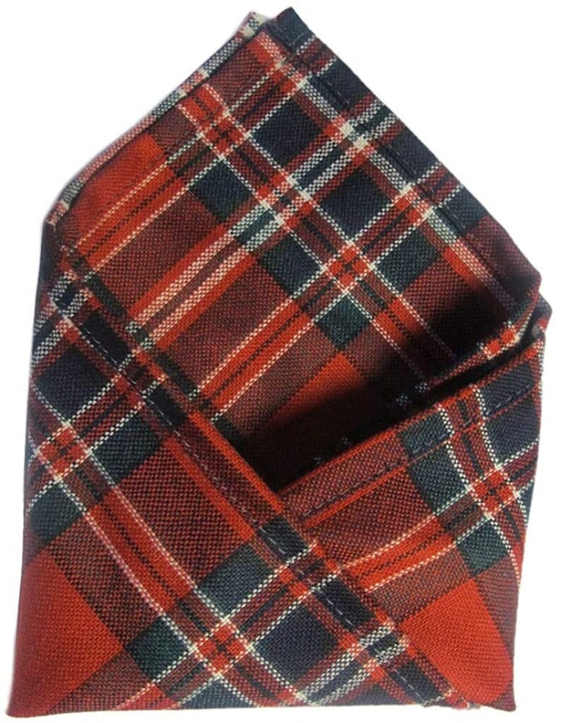 Gents Pure Wool Macfarlane Tartan Pocket Square Made in Scotland image 1