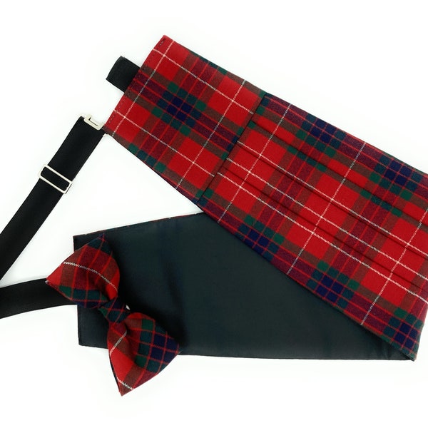 Gents Pure Wool Fraser Dress Tartan Cummerbund & Bow Tie Set - Made in Scotland