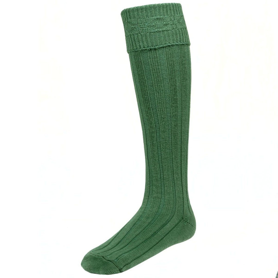 Gents Scottish Wool Blend Kilt Hose Socks Ancient Green Available Size