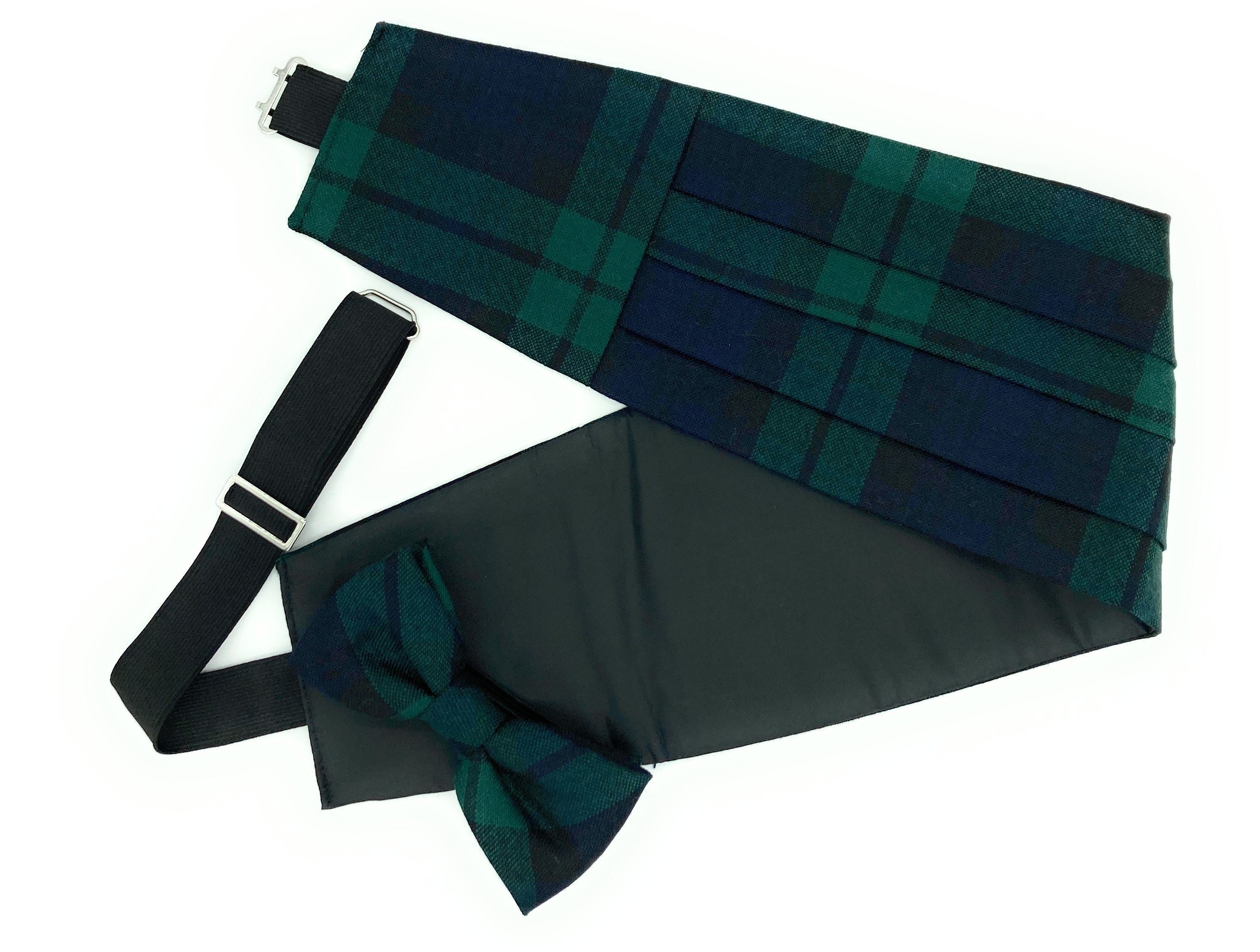 Gents Pure Wool Black Watch Tartan Cummerbund & Bow Tie Set Etsy
