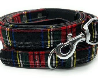 Scottish Stewart Black Tartan Dog Collar & Lead Set