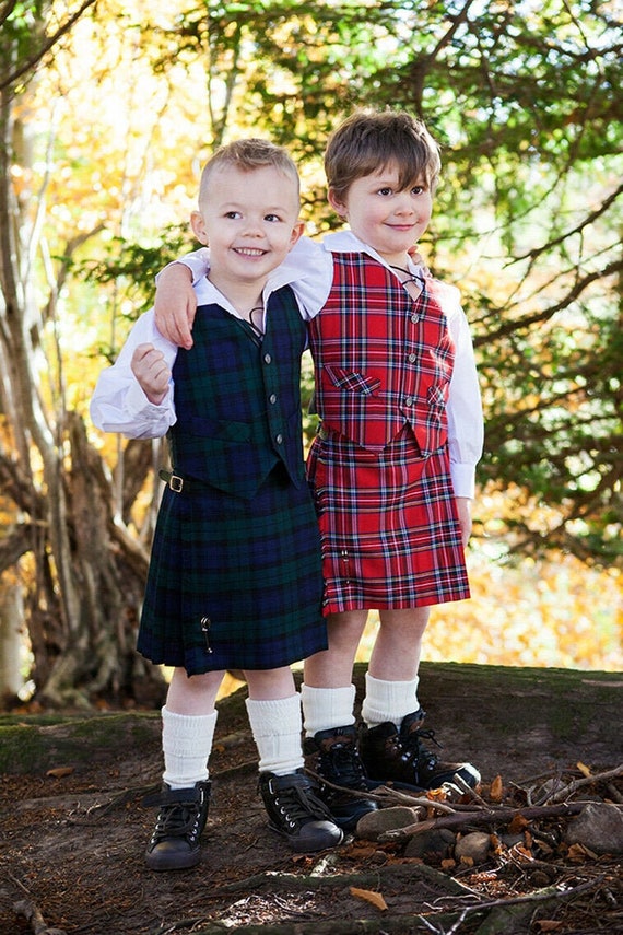 Beautiful Handmade Children’s Lined Red/black Tartan Waistcoat Ages 3-8Available 