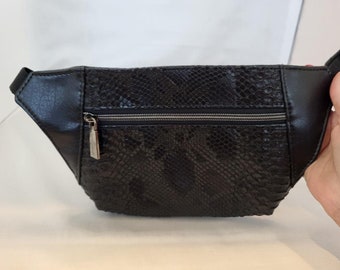 Fanny/Hip Pack in faux snake print and faux leather
