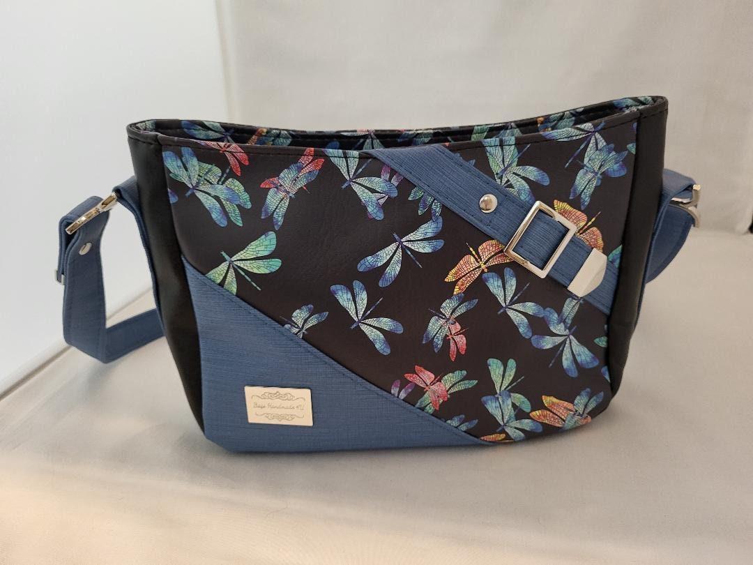 Midsized Blue Dragonfly Crossbody/shoulder Bag With Designer Etsy