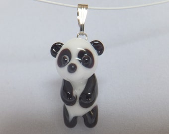 Panda Glass Pendant, Cute Mini Animals, Handmade Glass Jewellery