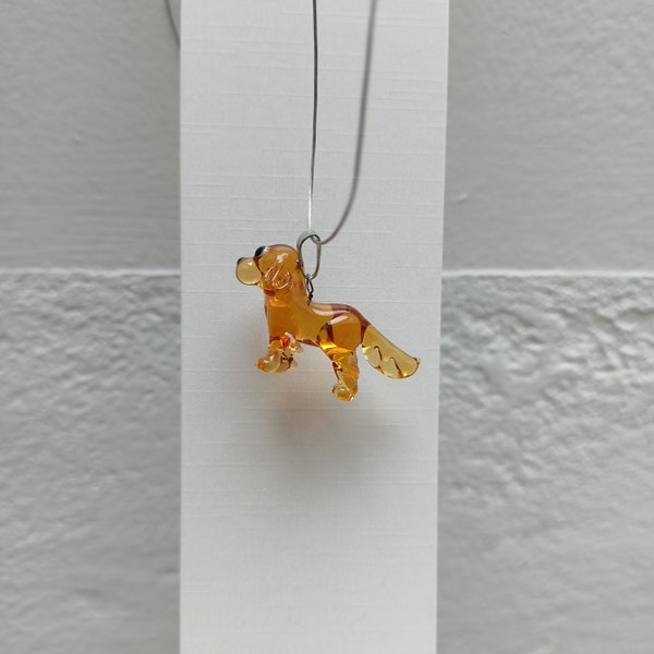 Pendentif en verre Golden Retriever, mini animaux mignons, bijoux en verre faits main