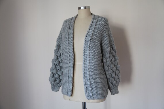 Grey crochet deals cardigan
