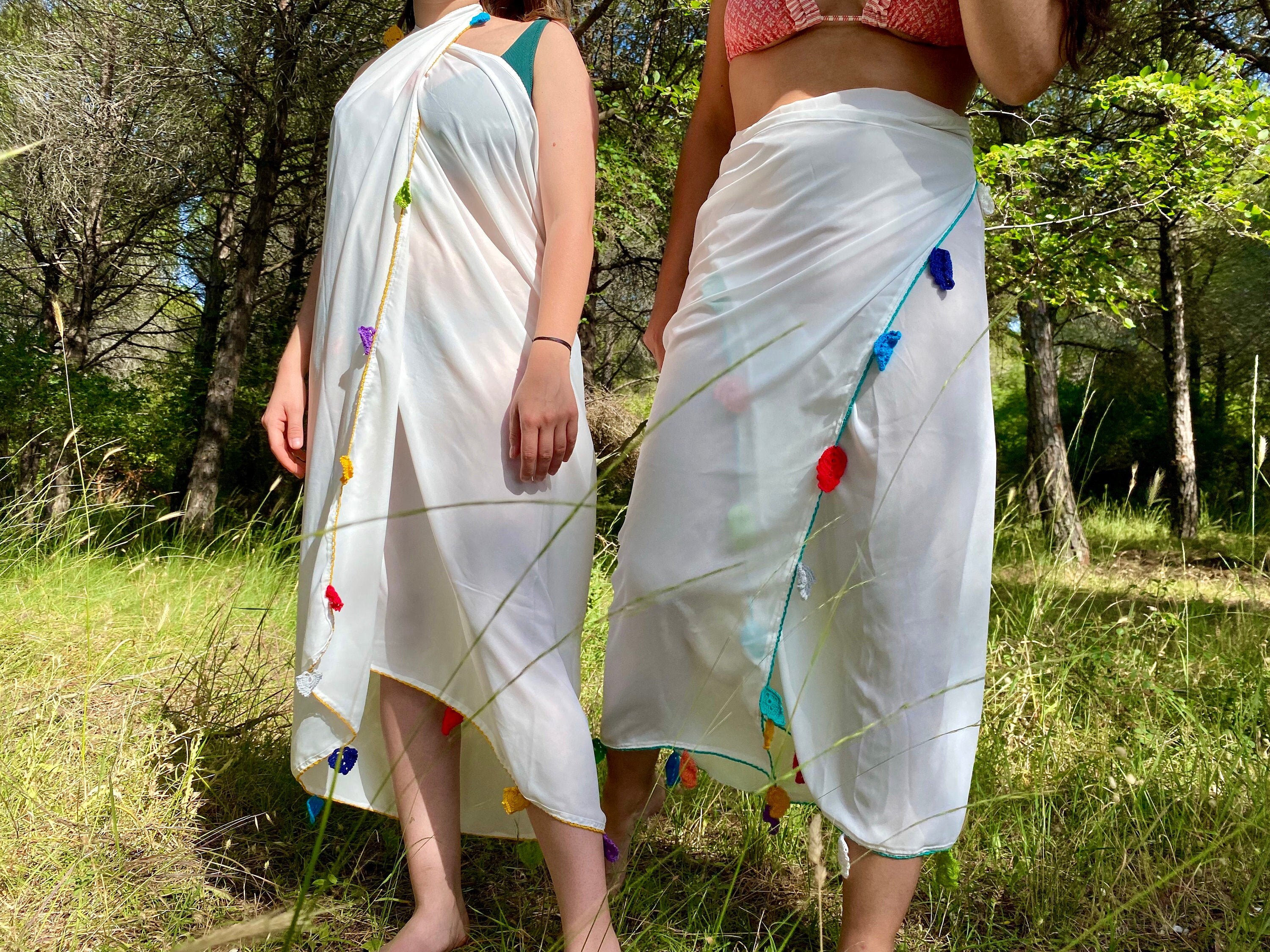 Bohemian Chiffon Sarong Pareo White 