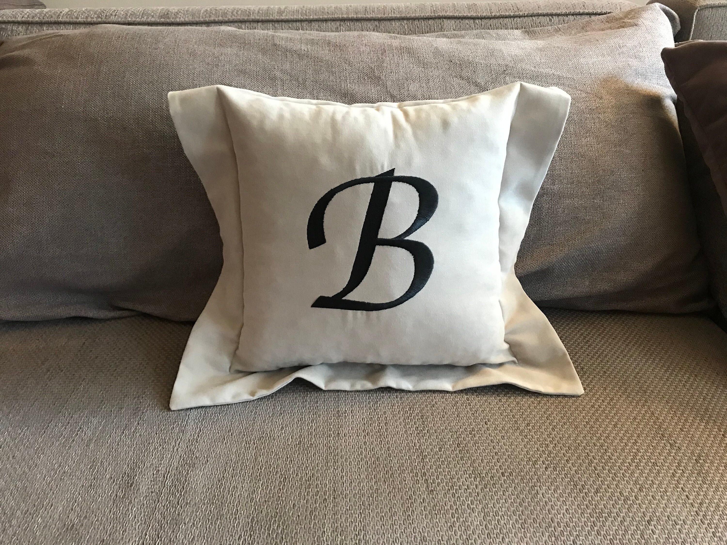 Monogram Throw Pillow Cover Personalized Initials Stitched Etsy