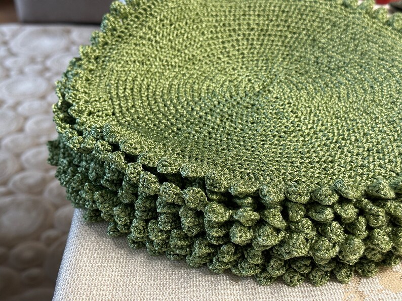 Handmade Crochet Placemats Set Custom Supla Set of 4 or 6 Green Service