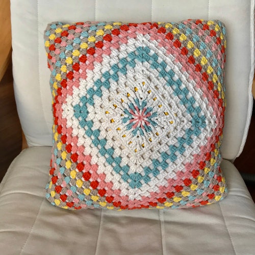 Crochet Pillow Cover Granny Square Cover Pillow Crochet Etsy