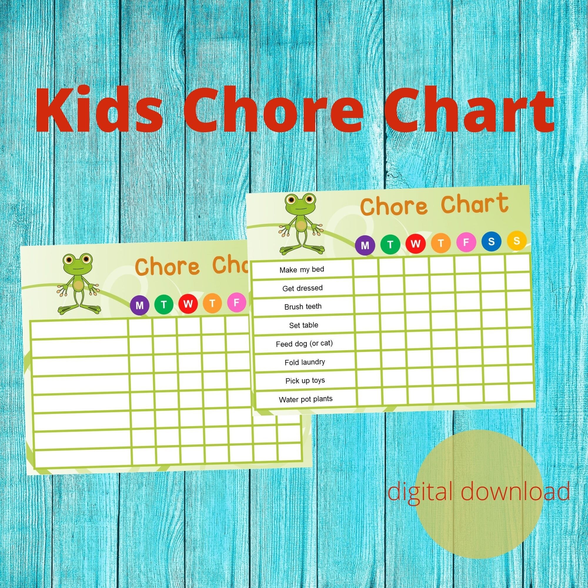 Kids Daily Chores Printable Preschool Chore Chart Kids Job | Etsy