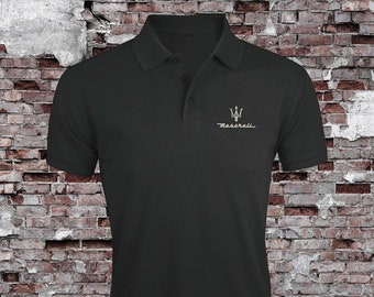 Maserati Logo Car Man's Besticktes Poloshirt Kurzarm Sommerbekleidung Kleidung Top T-Shirt