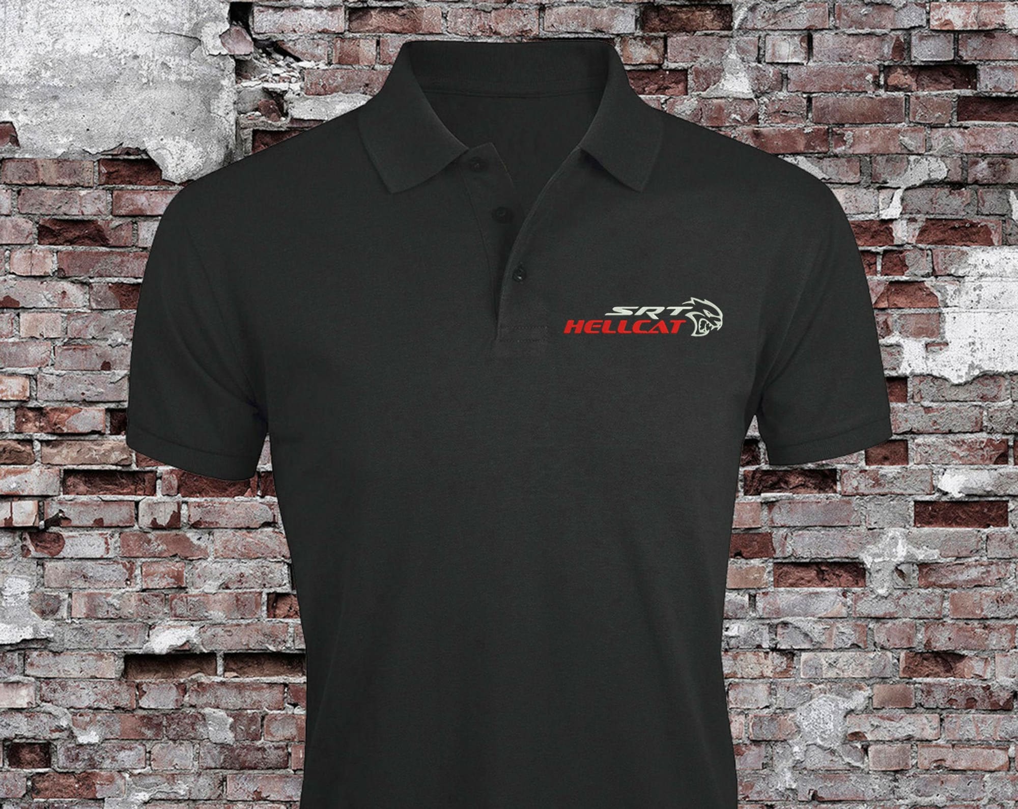 Dodge Hellcat Car Man's Embroidered Polo Shirt