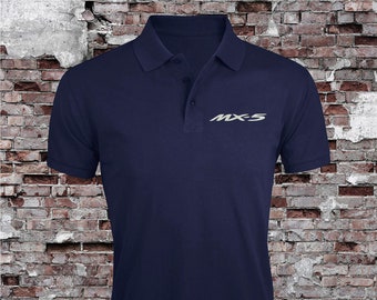 Miata MX-5 Auto Man's Besticktes Poloshirt Kurzarm Sommerbekleidung Kleidung Top T-Shirt