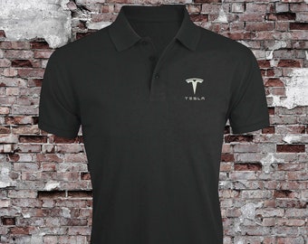 Tesla Logo Car Man's besticktes Poloshirt Kurzarm Sommerbekleidung Kleidung Top T-Shirt