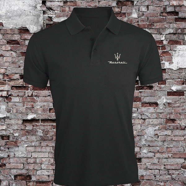 Maserati Logo Car Hombre Polo bordado Manga corta Ropa de verano Camiseta superior