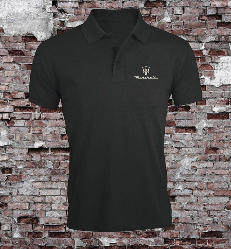 Maserati Logo Voiture Polo brodé pour homme Manches courtes Vêtements d'été Haut T-shirt image 1