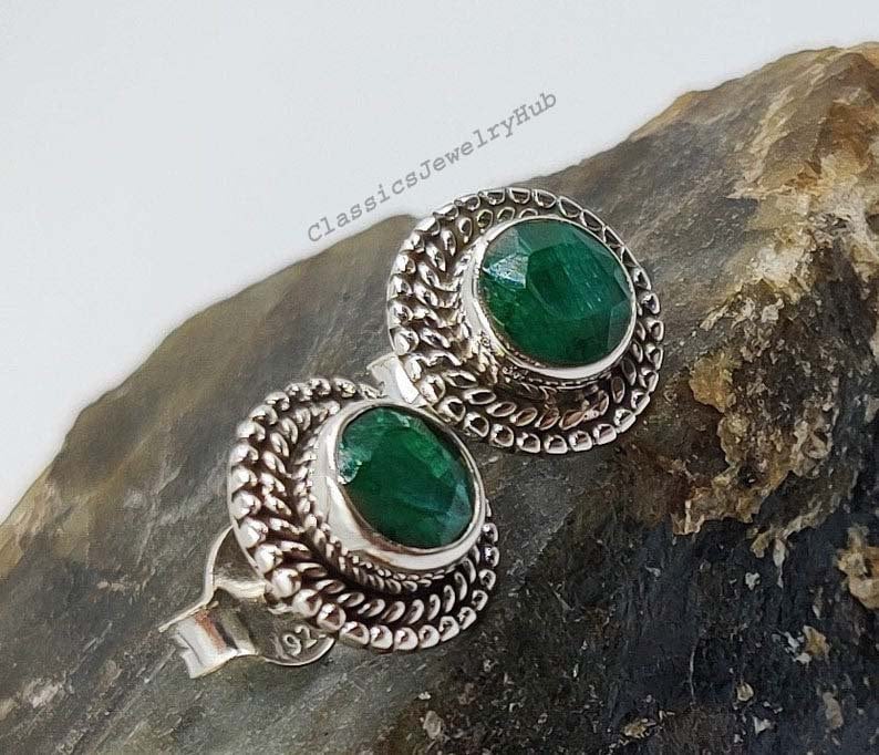 Green Beryl Faceted Shape Earring 925 Sterling Silver Etsy