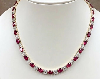 Ruby Tennis Necklace - Etsy UK