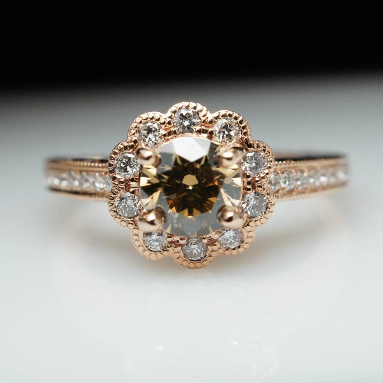 1.00 Ct Chocolate & Simulated Diamond Engagement Wedding Ring Etsy