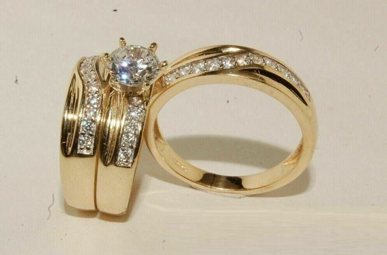 14K Yellow Gold Over His & Hers 2.00 Ct VVS1 Diamond - Etsy