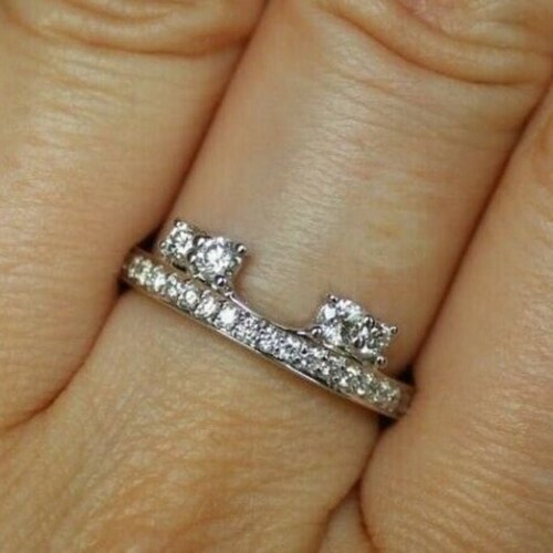 1/2 Ct Round Cut Diamond 925 Sterling Silver Wedding Enhancer Etsy