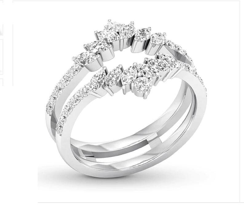 1.00 Ct Marquise Cut Simulated Diamond Wrap Enhancer Ring Etsy