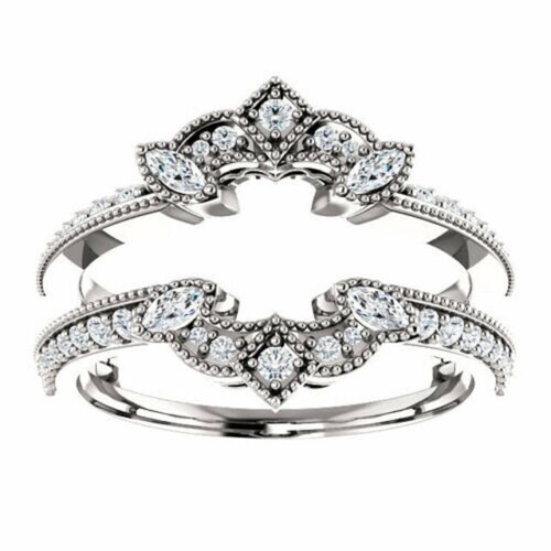 Diamond Band Enhancer Ring White Gold Over Guard Band Etsy