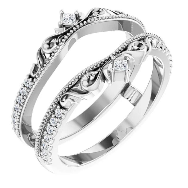 Diamond Wedding Jacket Solitaire Engagement Ring Guard Wrap Etsy