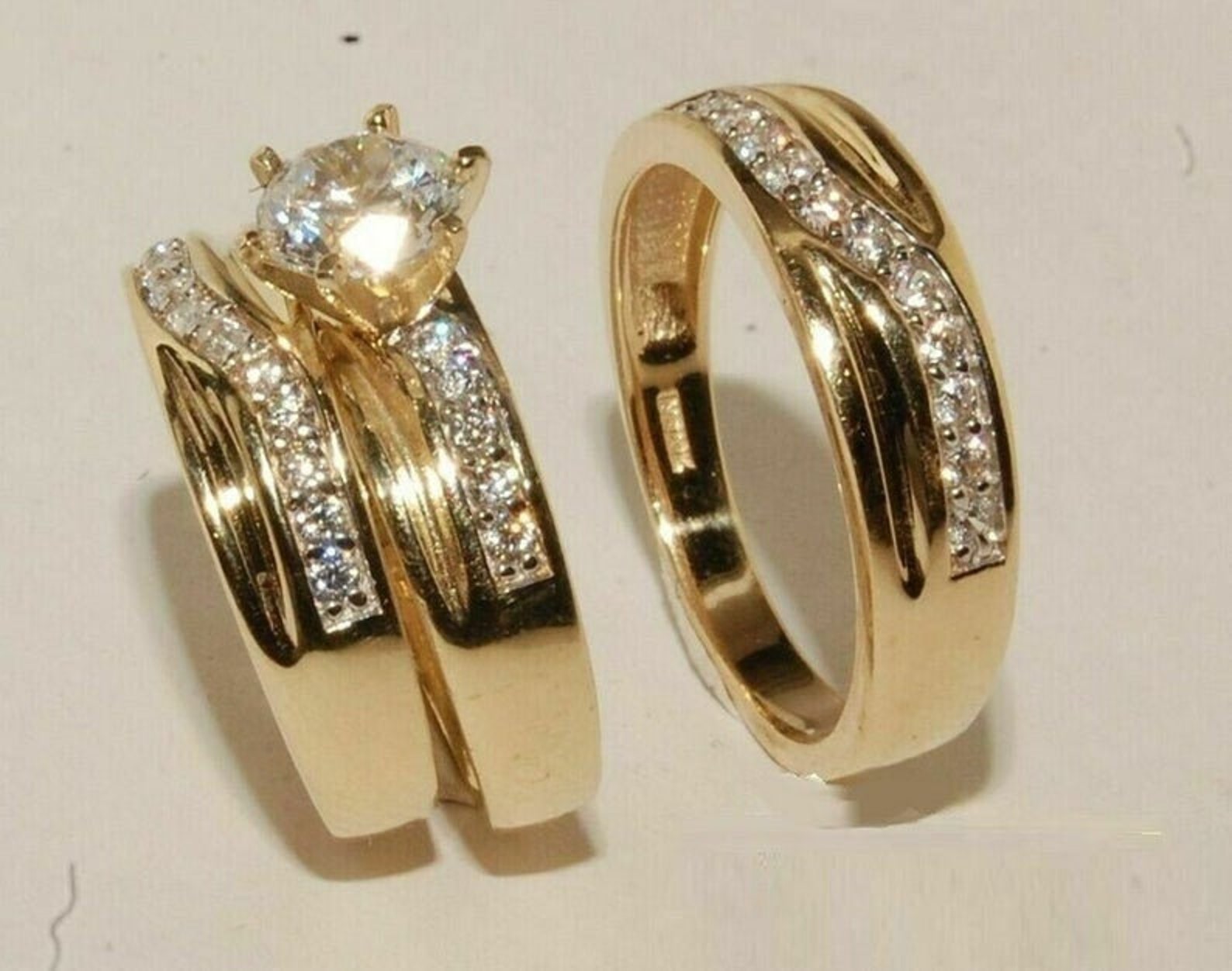 14K Yellow Gold Over His & Hers 2.00 Ct VVS1 Diamond - Etsy