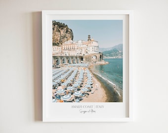 Amalfi Coast Atrani Beach Print, Italy Travel Coastal Poster, Amalfi Coast Instant Printable Art