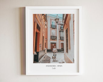 Seville Travel Poster Printable Wall Art, Andalusia Spain Architecture Print, European City Decor, Instant Digital Download