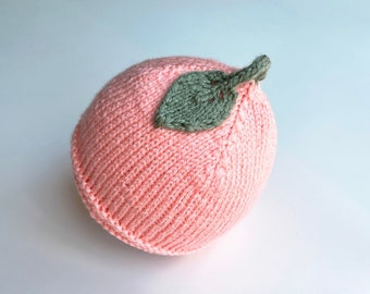 Knitting Sweet Peach Baby Hat Pattern, Newborn Baby Winter Hat, Small Knitting Project, Leaf Baby Hat